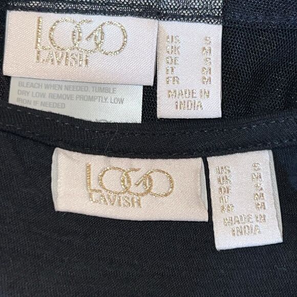 LOGO LAVISH by Lori Goldstein Black Tank Top and Embroidered Sheer Blouse Set-S - Picture 7 of 9